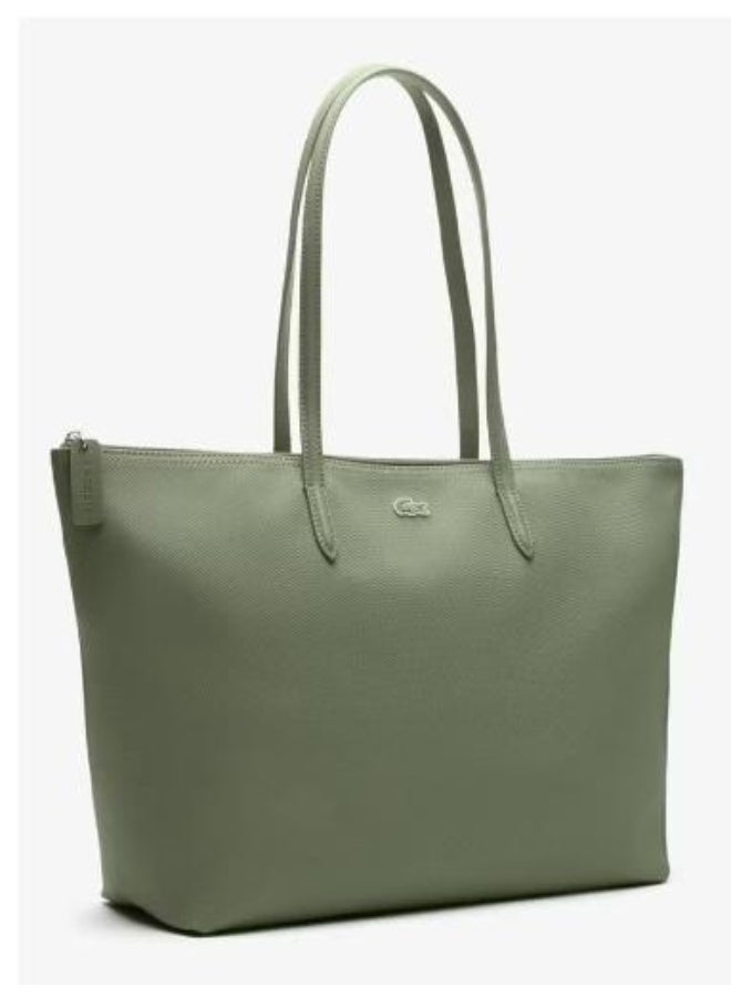 لاكوست حقيبة يد كبيرة نسائية بسحاب 12.12، حقيبة كتف نسائية، حقيبة موضة متعددة الاستخدامات بسعة كبيرة، حقيبة تسوق نسائية، 45 سم * 30 سم * 12 سم - أخضر عسكري - Image 4